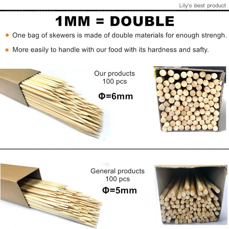 HOPELF 30" Natural Bamboo Skewers Sticks for Marshmallowsï¼ŒS'Moresï¼ŒBBQï¼ŒKabobï¼ŒGrillingï¼ŒBarbecueï¼ŒRoastingï¼ŒCamping.More Size Choices 6"/8"/10"/12"/14"/36"(100 PCS) - Image 3